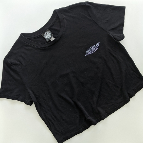 Santa Cruz Throwdown Dot Black Crop T-Shirt S - Picture 3 of 7